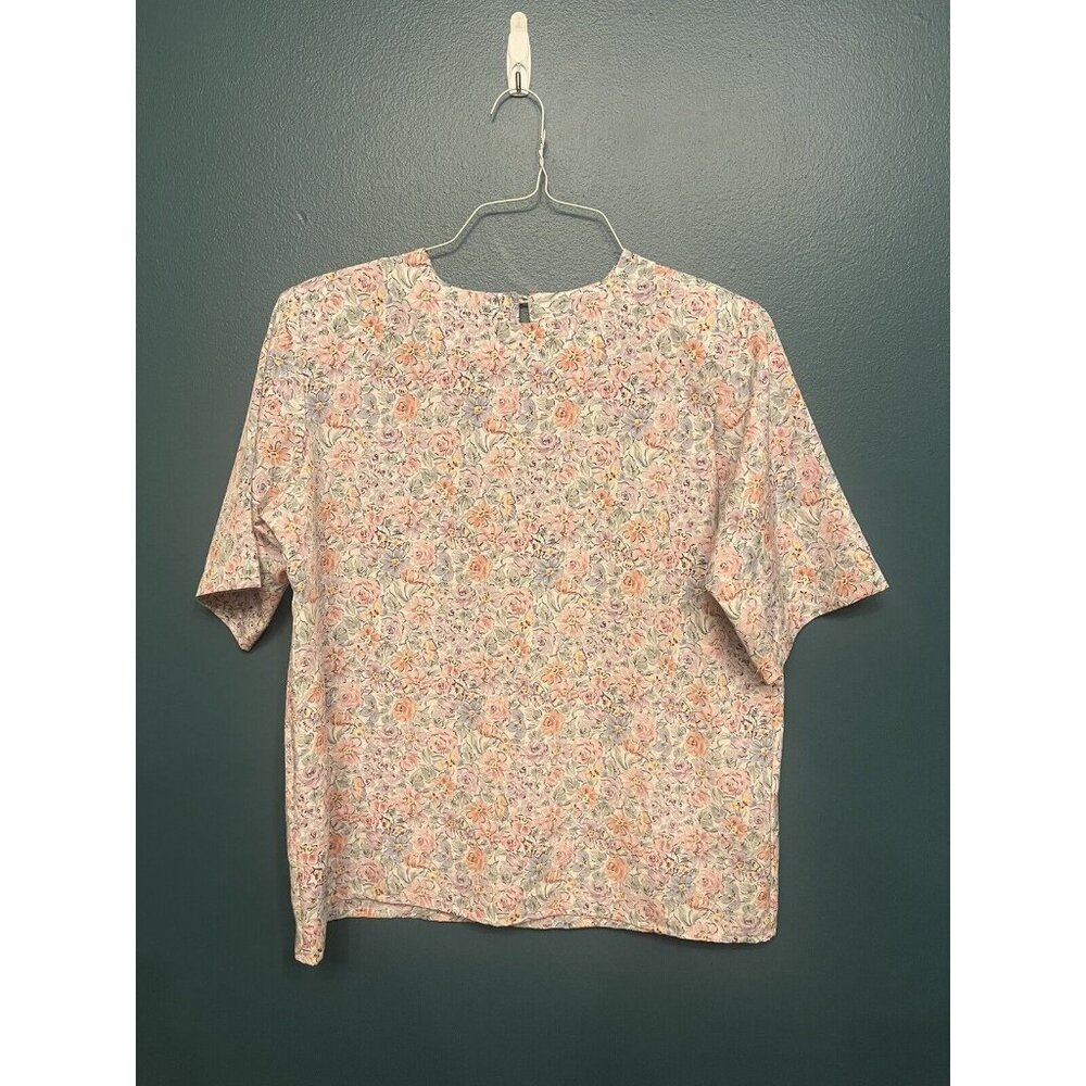 Yves St Clair Womens Blouse pastel Size 14 Short Sleeve Shirt Vintage 90’s